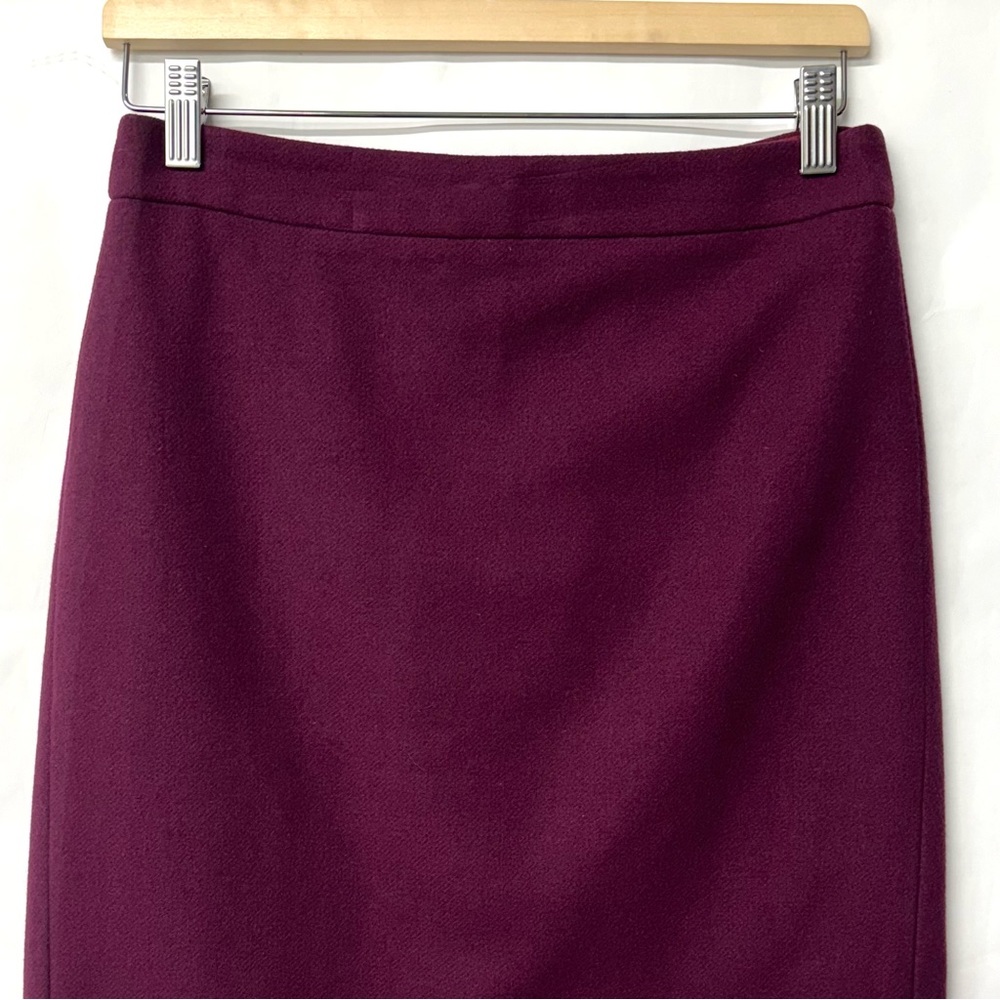 J. Crew Wool Blend The Pencil Skirt Straight Burgundy Wine Red Size 2 - Picture 3 of 17